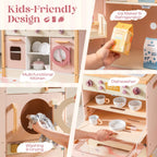 For Full Fun-Kids Corner Wooden Play Kitchen Set with Realistic Sound – Pretend Cooking Toy for Boys & Girls-