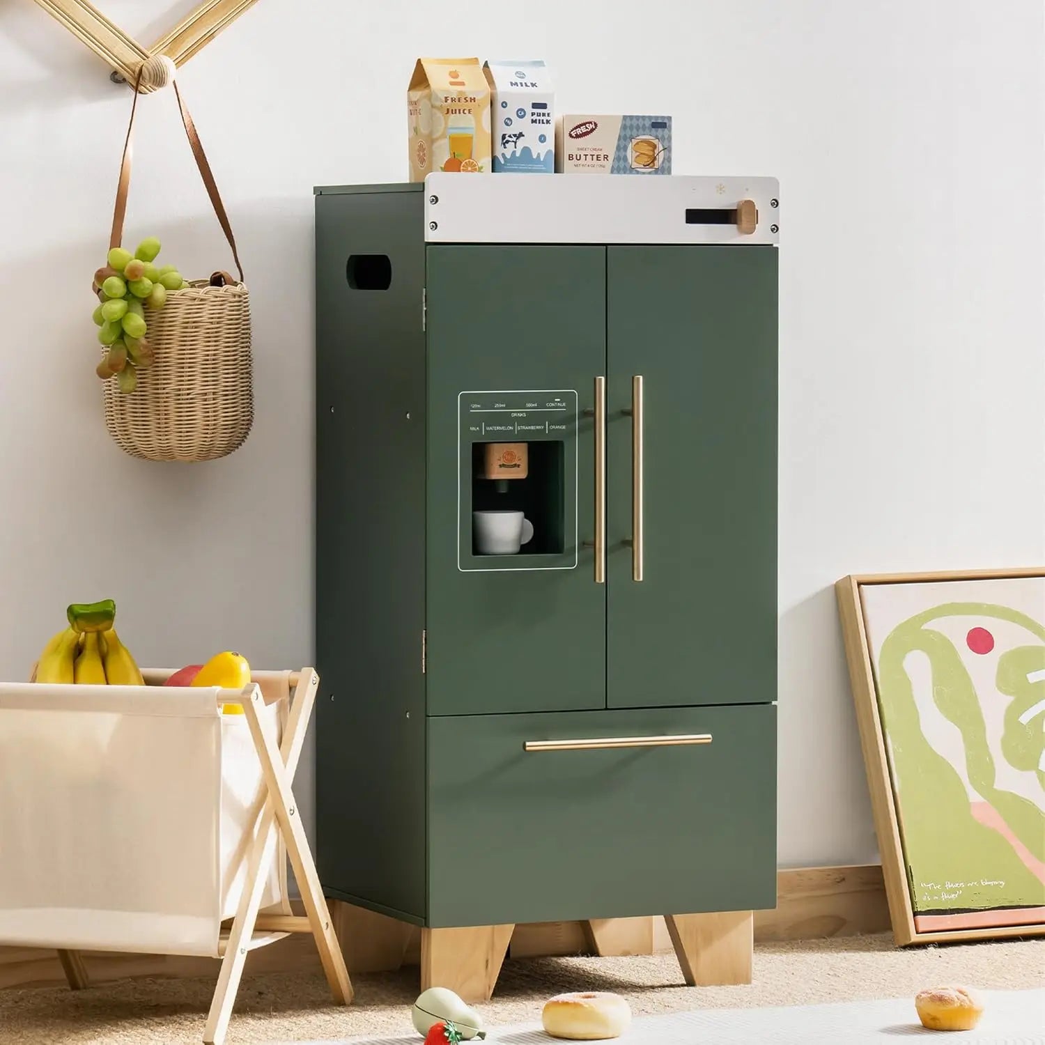 For Full Fun-Wooden Play Kitchen Set with Fridge, Oven & Washer/Dryer for Kids +3-