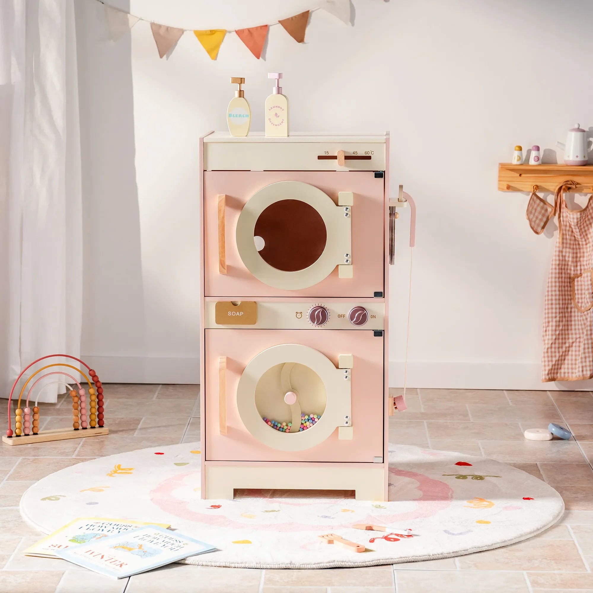 For Full Fun-Kids Corner Wooden Play Kitchen Set with Realistic Sound – Pretend Cooking Toy for Boys & Girls-