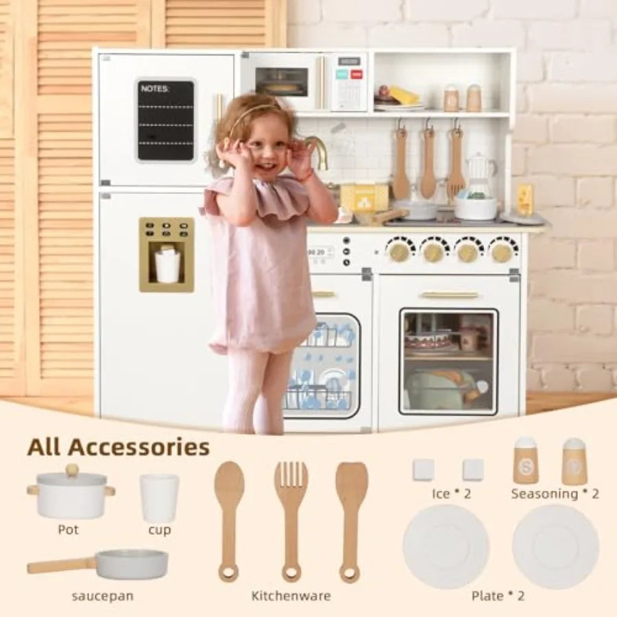 For Full Fun-Wooden Kitchen Playset with Lights & Sounds | Role Play Toy for Kids +3-