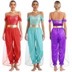 Festival Arabian Princess Costumes Indian Dance Embroider Bollywood Jasmines Costume Party Halloween Cosplay Jasmines Outfit 2