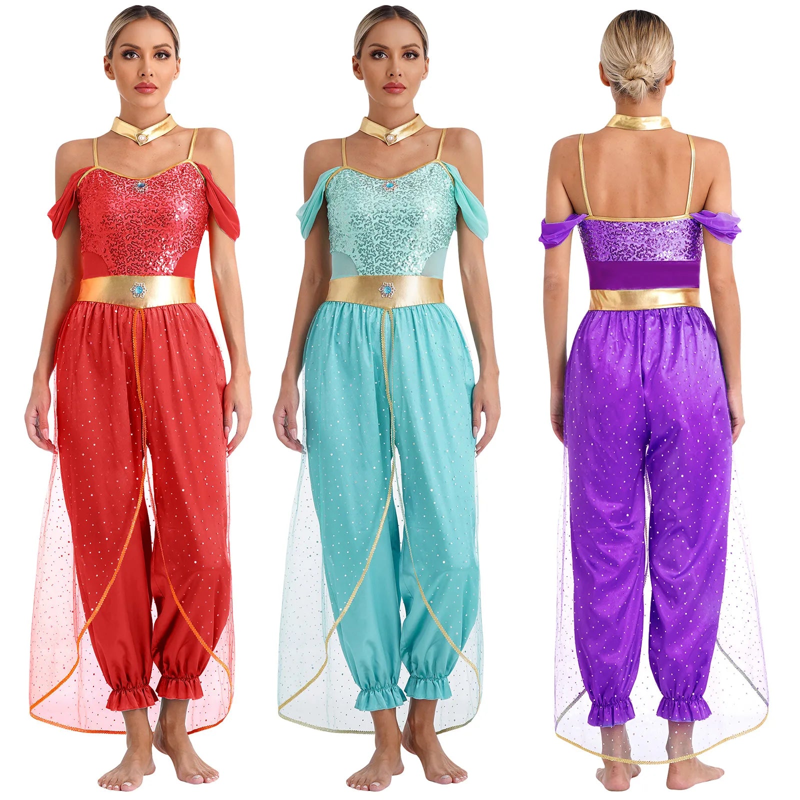 Festival Arabian Princess Costumes Indian Dance Embroider Bollywood Jasmines Costume Party Halloween Cosplay Jasmines Outfit 2