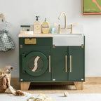 For Full Fun-Wooden Play Kitchen Set with Fridge, Oven & Washer/Dryer for Kids +3-