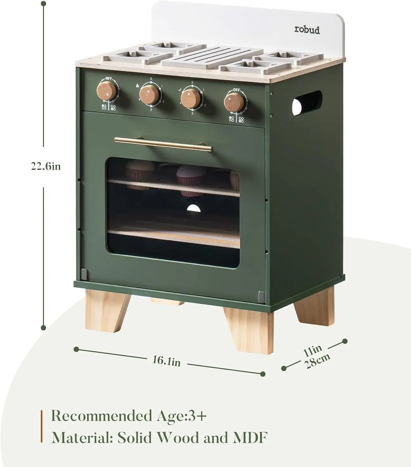 For Full Fun-Wooden Play Kitchen Set with Fridge, Oven & Washer/Dryer for Kids +3-