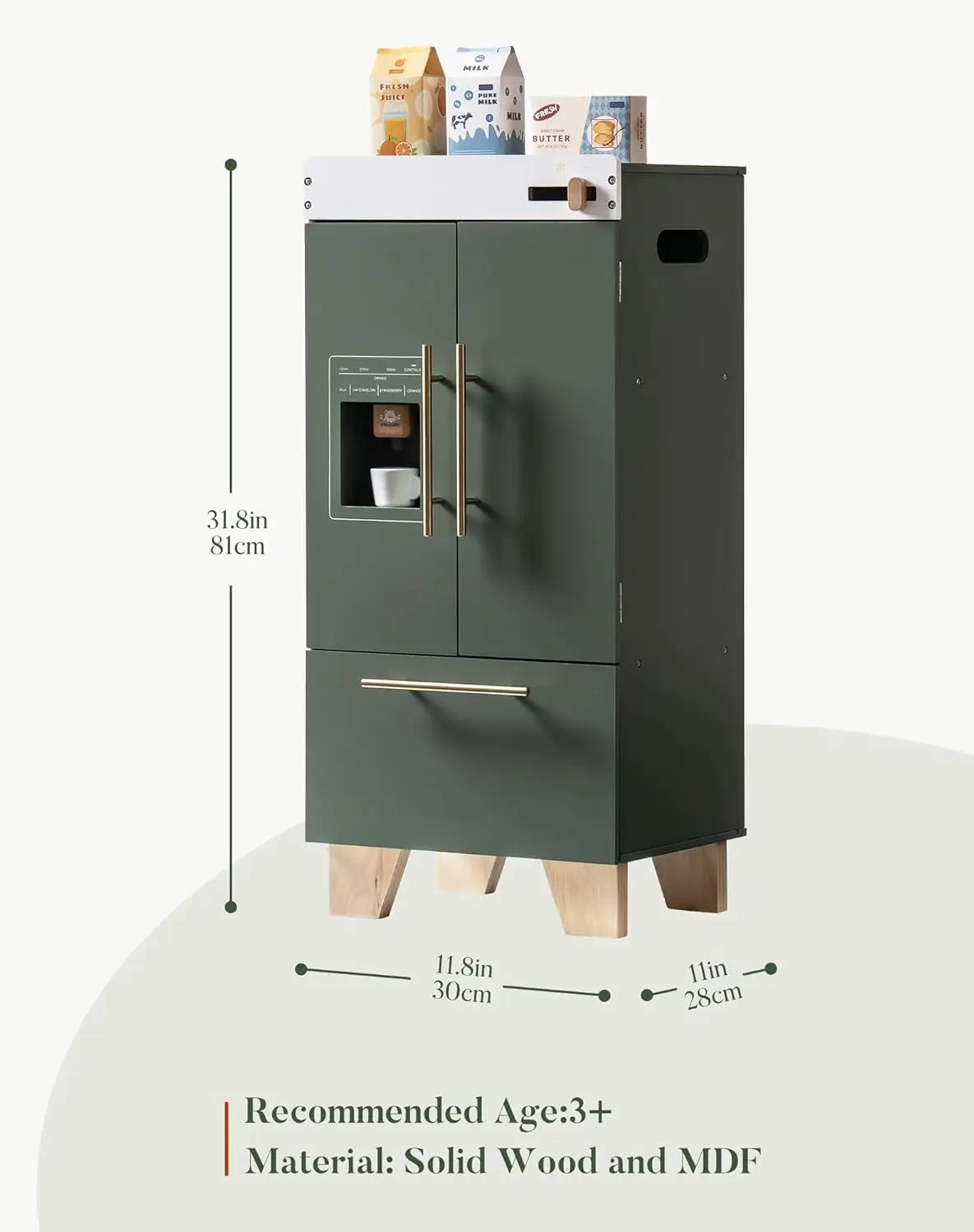 For Full Fun-Wooden Play Kitchen Set with Fridge, Oven & Washer/Dryer for Kids +3-