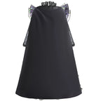 Halloween Witch Elphaba Costume Kids Purim Fantasy Outfits Girls Fancy Sets Children Long Sleeve Lace Ruffles Black Party Gown 4