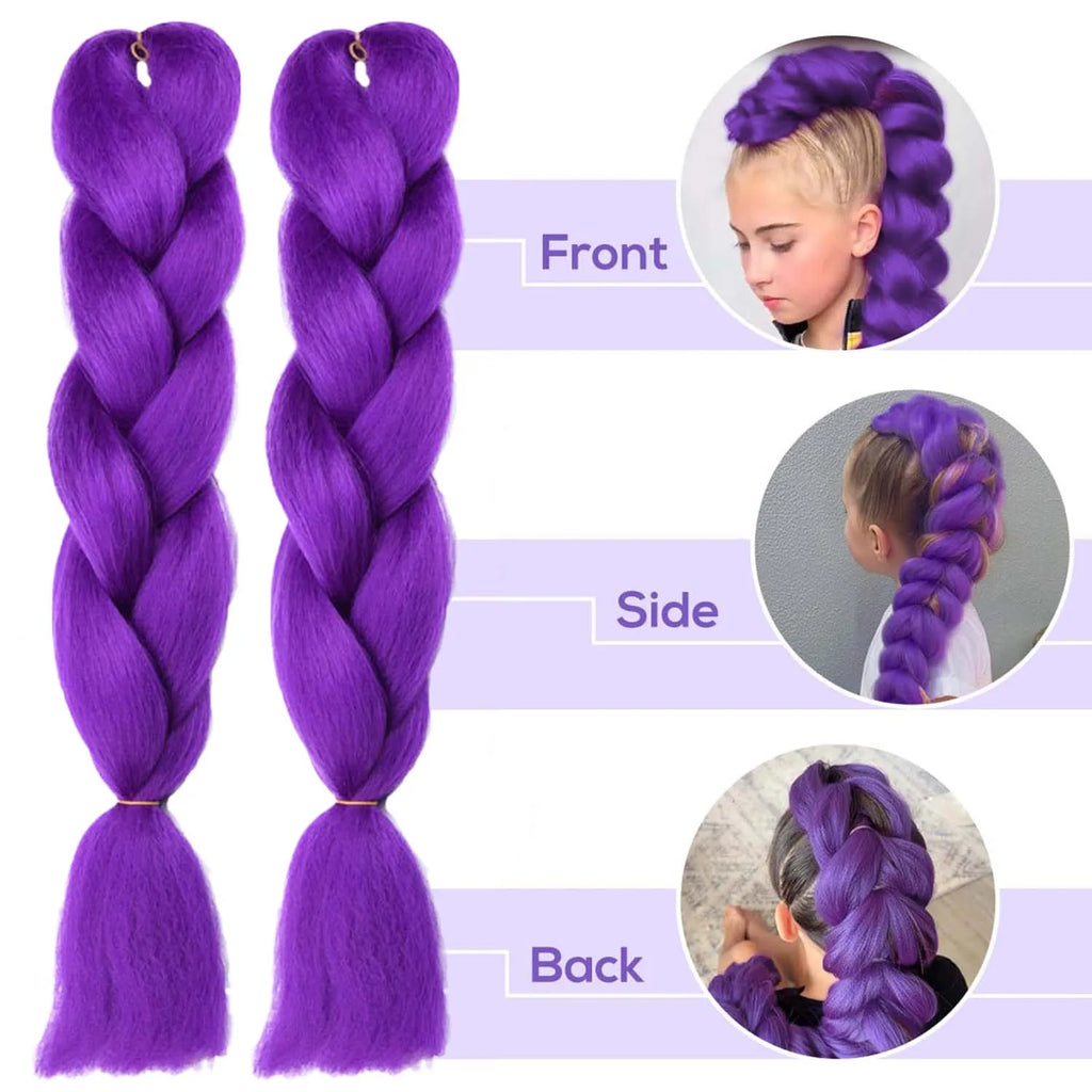 Synthetic 24inch Long Purple Braiding Hair Extensions for Braids Ru mi Braiding Hair for Stage Party Cosplay,Multi-colored Braid - AliExpress 200165144 3