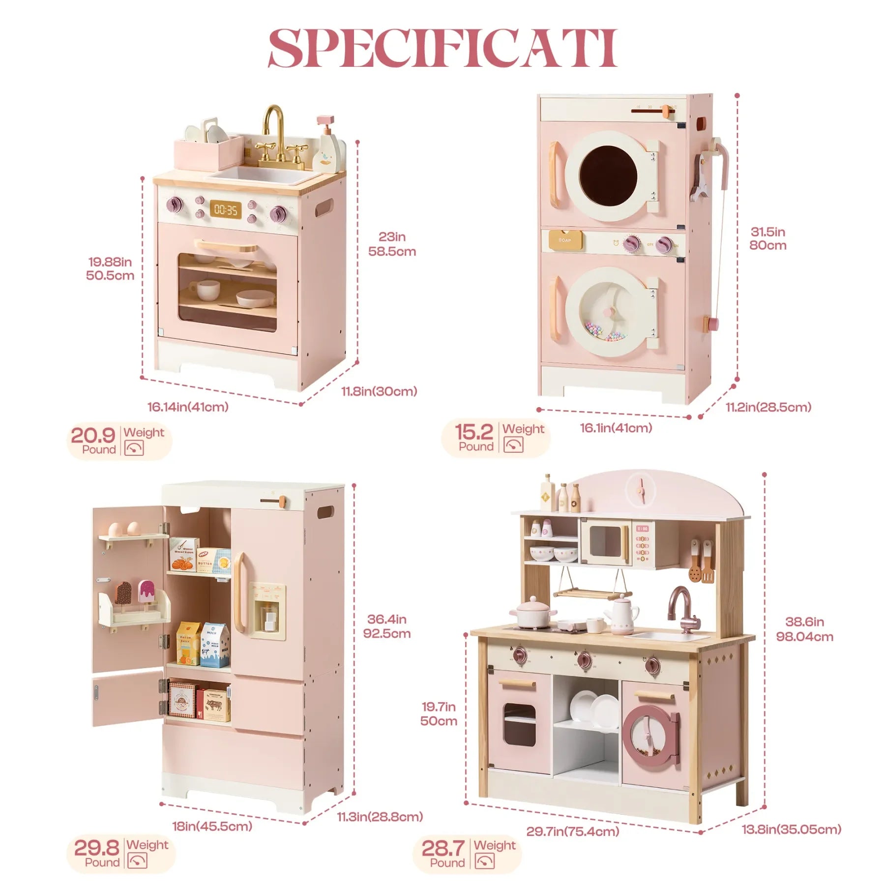 For Full Fun-Kids Corner Wooden Play Kitchen Set with Realistic Sound – Pretend Cooking Toy for Boys & Girls-