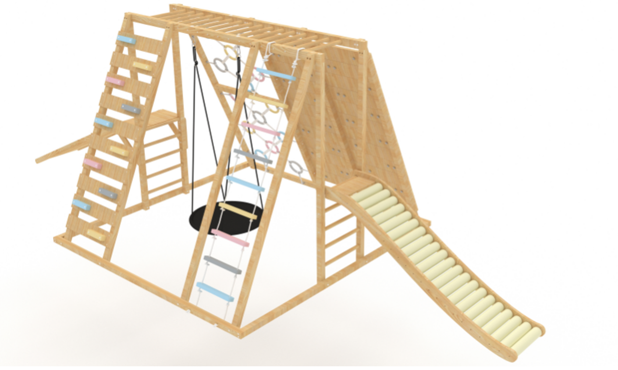 For Full Fun-Bazel 6-in-1 Pikler Climber Set (Triangle, Arch & Slide)-Climbing Structures