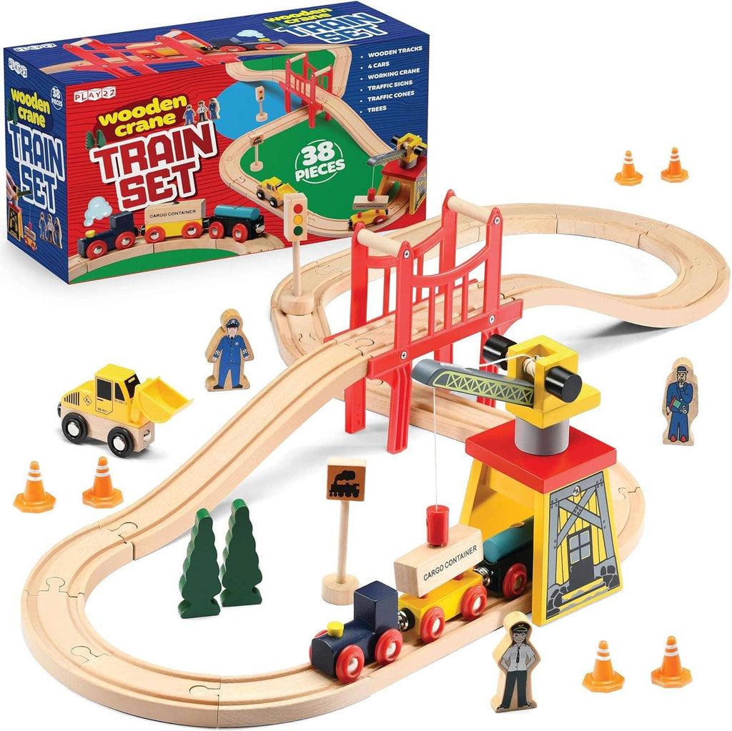 Forfullfun Toys Kids, Toys, Train Set Wooden Train Track Set