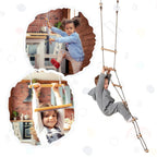 Wooden climbing rope ladder for children aged 3 to 9 – mounts on bar, tree or playhouse – ForFullFun