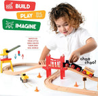 Forfullfun Toys Kids, Toys, Train Set Wooden Train Track Set
