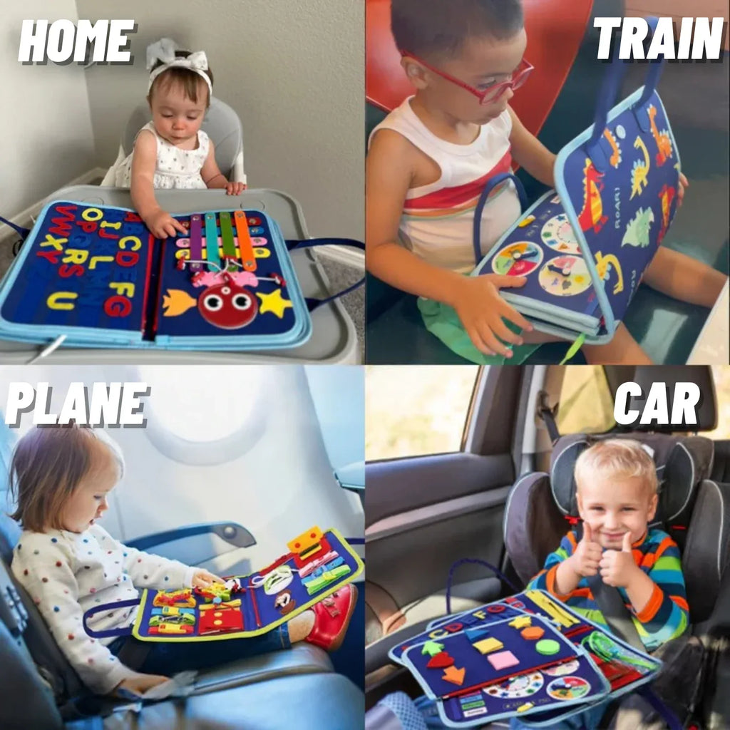  7-in-1, activity board, busyboard, Created by Product Upload, educational toy, fine motor skills, kids learning, Montessori busyboard, sensory play, toddler toy Montessori Busy Board – 08 Activities in 01 Educational Travel Busy Book