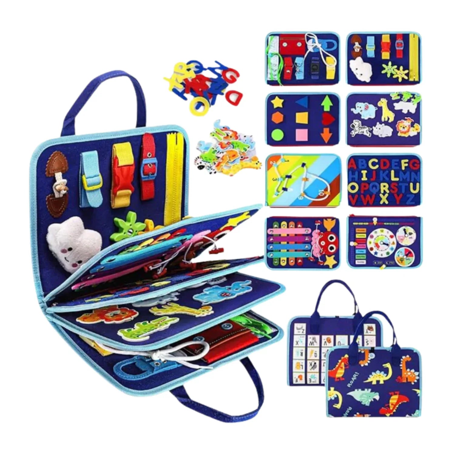  7-in-1, activity board, busyboard, Created by Product Upload, educational toy, fine motor skills, kids learning, Montessori busyboard, sensory play, toddler toy Montessori Busy Board – 08 Activities in 01 Educational Travel Busy Book