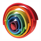 For Full Fun-Grimm's 12-Piece Large Rainbow — Hand-Stained Lime Wood Stacking Toy, Ages 1+-Puzzles and Games for Kids