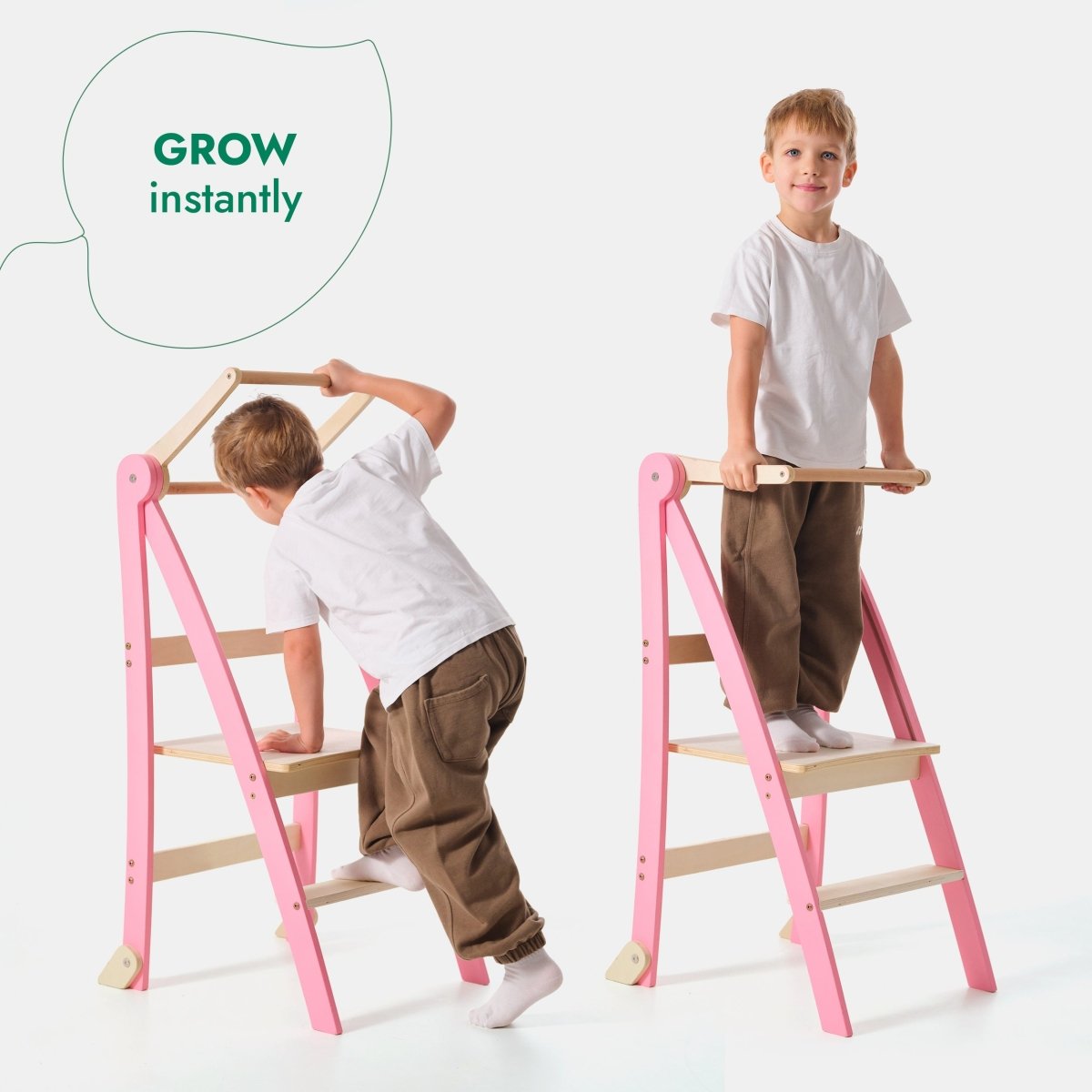 For Full Fun-Helper Tower: A Multi-functional Foldable Step Stool for Kids - Pink-Toddler Tower