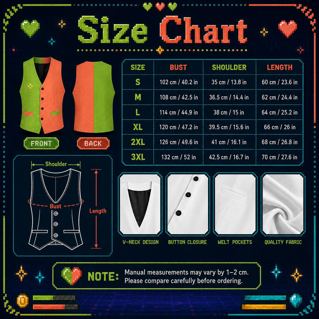 Flowery Inspired Vest Costume Orange and Green Two-tone Waistcoat Cosplay 3
