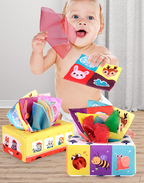 Colorful Montessori baby development toy by For Full Fun, featuring soft shapes and textured surfaces for early learning and sensory play.