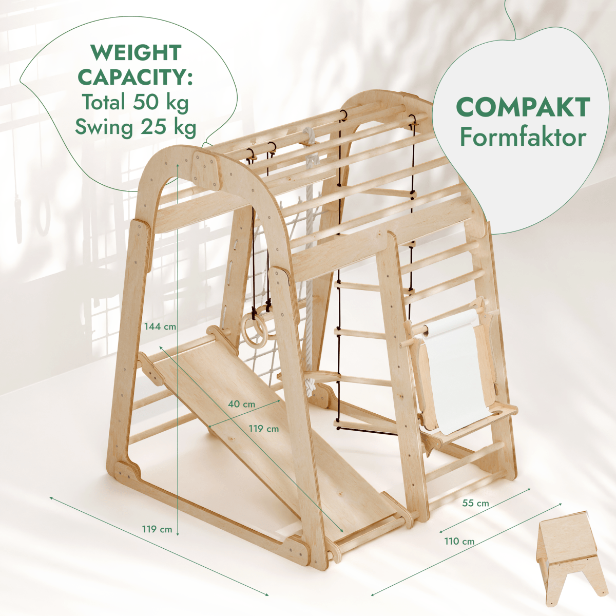 For Full Fun-Indoor Playground for Children - 7in1 Playground + Swings Set + Slide Board + Art Set-7in1 Playsets