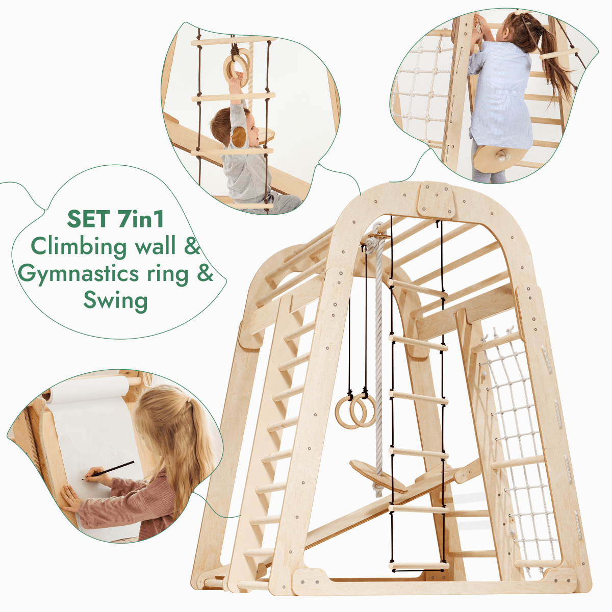 For Full Fun-Indoor Playground for Children - 7in1 Playground + Swings Set + Slide Board + Art Set-7in1 Playsets