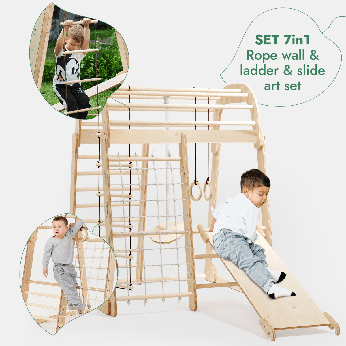 For Full Fun-Indoor Playground for Children - 7in1 Playground + Swings Set + Slide Board + Art Set-7in1 Playsets