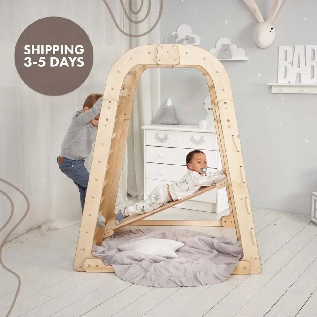 For Full Fun-Indoor Wooden Playground for Children - 6in1 Playground + Swings Set + Slide Board-6in1 Playsets