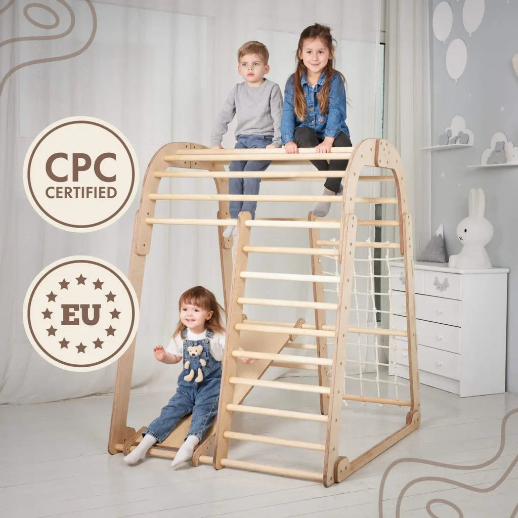 For Full Fun-Indoor Wooden Playground for Children - 6in1 Playground + Swings Set + Slide Board-6in1 Playsets