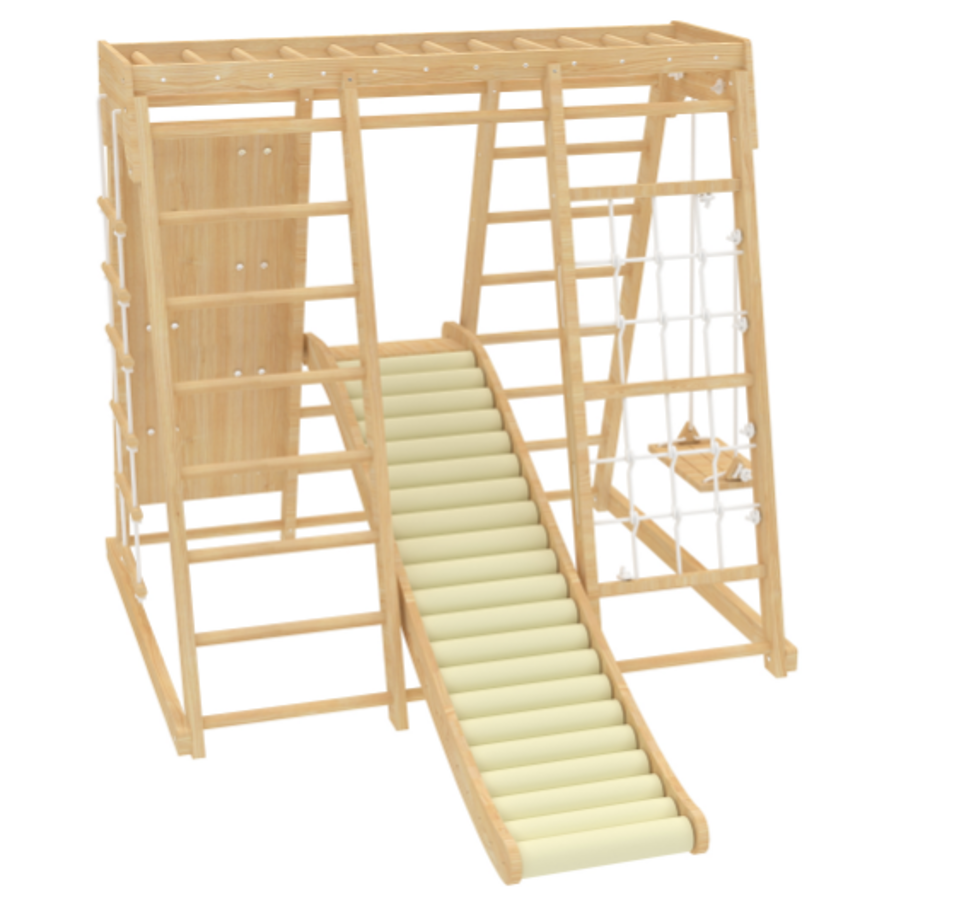 For Full Fun-Bazel 6-in-1 Pikler Climber Set (Triangle, Arch & Slide)-Climbing Structures