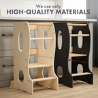 For Full Fun-Stable Montessori Tower: Wooden Growing Chair - Ivory-Toddler Tower