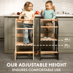 For Full Fun-Stable Montessori Tower: Wooden Growing Chair - Grey-Toddler Tower