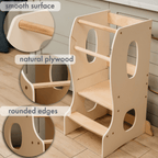For Full Fun-Stable Montessori Tower: Wooden Growing Chair - Ivory-Toddler Tower
