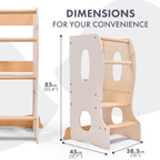 For Full Fun-Stable Montessori Tower: Wooden Growing Chair - Ivory-Toddler Tower