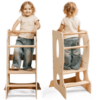For Full Fun-Stable Montessori Tower: Wooden Growing Chair - Ivory-Toddler Tower