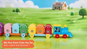 Montessori Toddler Train Set — Farm Animals, Numbered Cars & Shape Sorting, Ages 2+