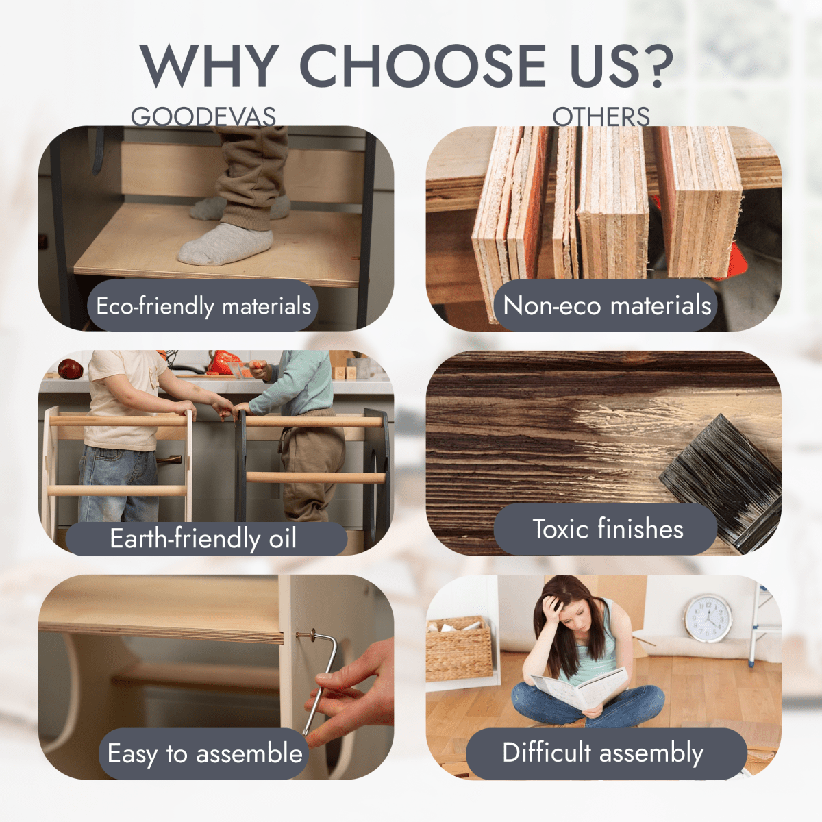 For Full Fun-Stable Montessori Tower: Wooden Growing Chair - Beige-Toddler Tower