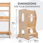 For Full Fun-Stable Montessori Tower: Wooden Growing Chair - Beige-Toddler Tower