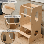 For Full Fun-Stable Montessori Tower: Wooden Growing Chair - Beige-Toddler Tower