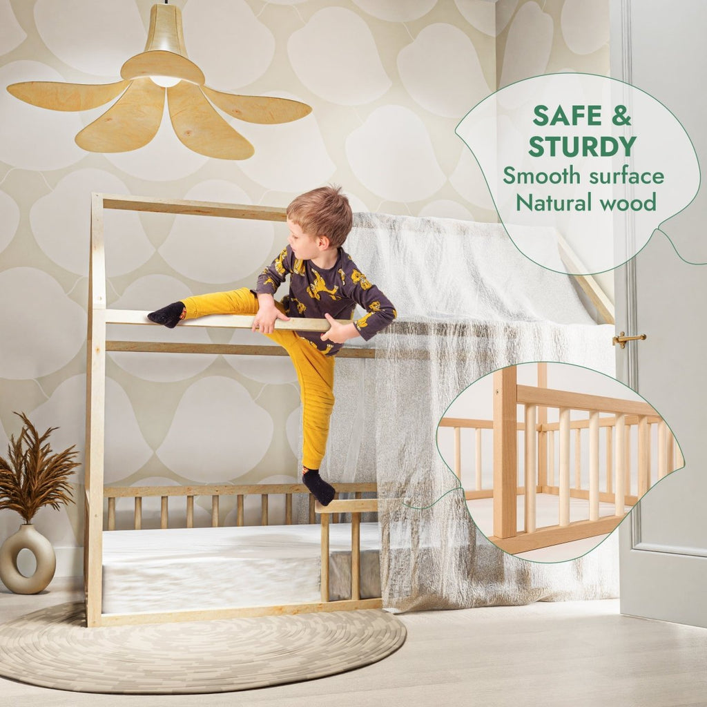 For Full Fun-Twin Size Montessori House Bed for Kids with Fence-Beds