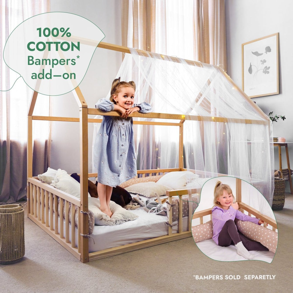 For Full Fun-Twin Size Montessori House Bed for Kids with Fence-Beds