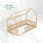 For Full Fun-Twin Size Montessori House Bed for Kids with Fence-Beds