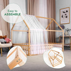 For Full Fun-Twin Size Montessori House Bed for Kids with Fence-Beds