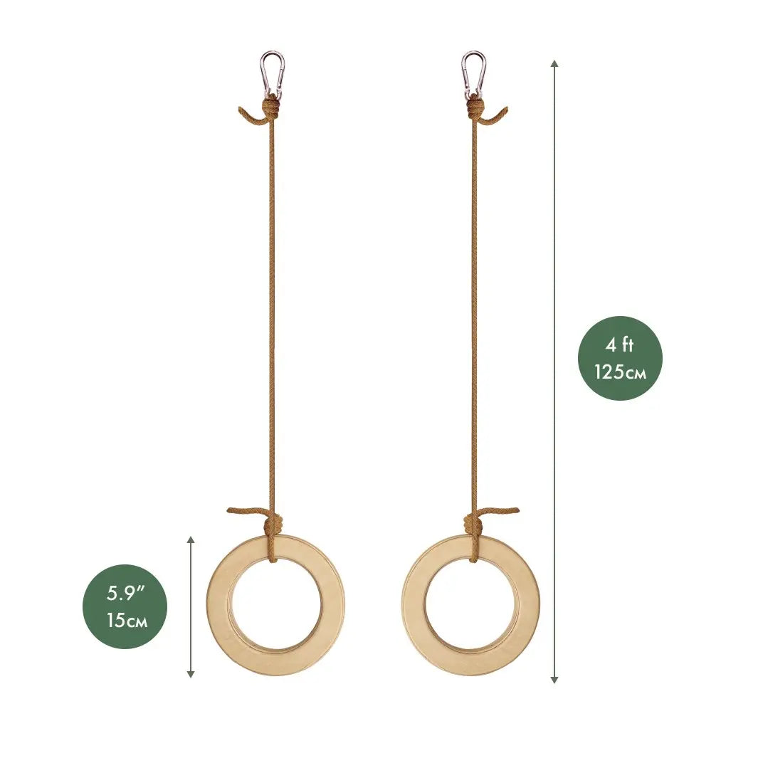 For Full Fun-Wooden gymnastic rings for kids-Single Swing