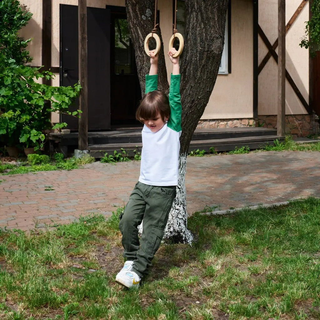 For Full Fun-Wooden gymnastic rings for kids-Single Swing
