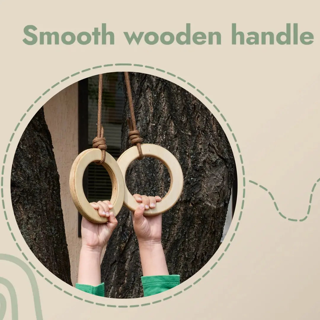 For Full Fun-Wooden gymnastic rings for kids-Single Swing