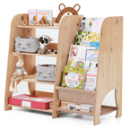 For Full Fun-Wooden Montessori Shelves for Toddler 2in1: Bookshelf & Toy Shelving-Furniture
