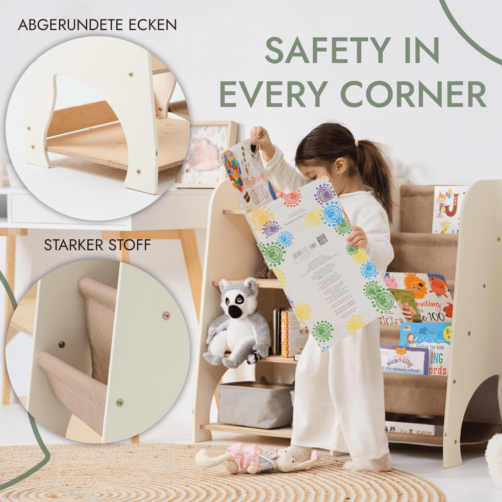 For Full Fun-Wooden Montessori Shelves for Toddler 2in1: Bookshelf & Toy Shelving-Furniture