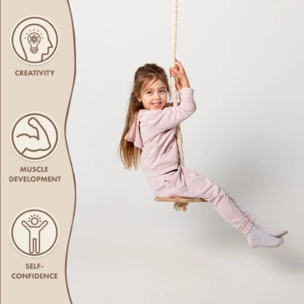 For Full Fun-Wooden rope swing for kids-Single Swing