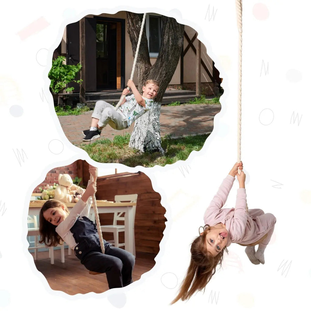 Natural wood rope swing for children – indoor and outdoor mount – ForFullFun