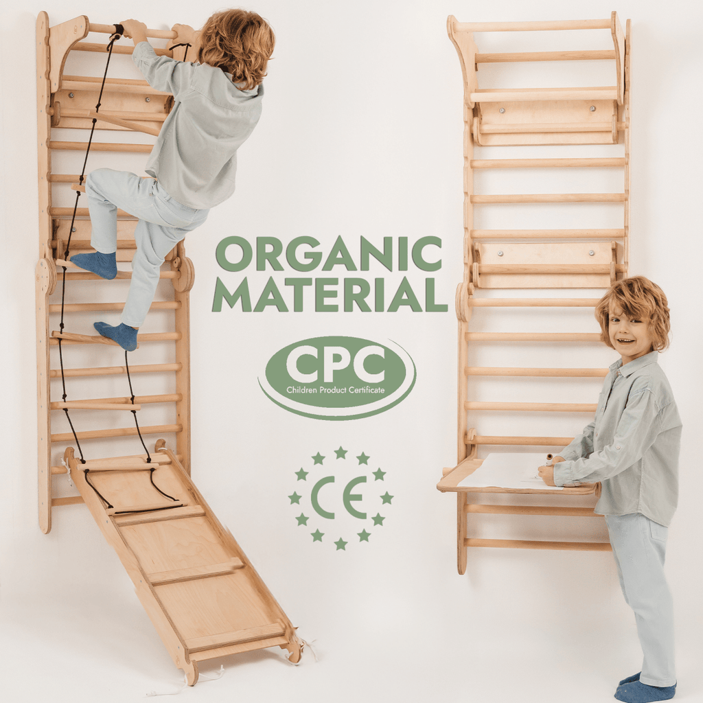 For Full Fun-Wooden Swedish Wall / Climbing ladder for Children + Swing Set + Slide Board + Art Add-on-Swedish wall